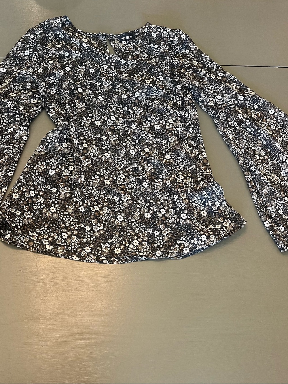 Allen B. By Allen Schwartz Black & White Floral Blouse